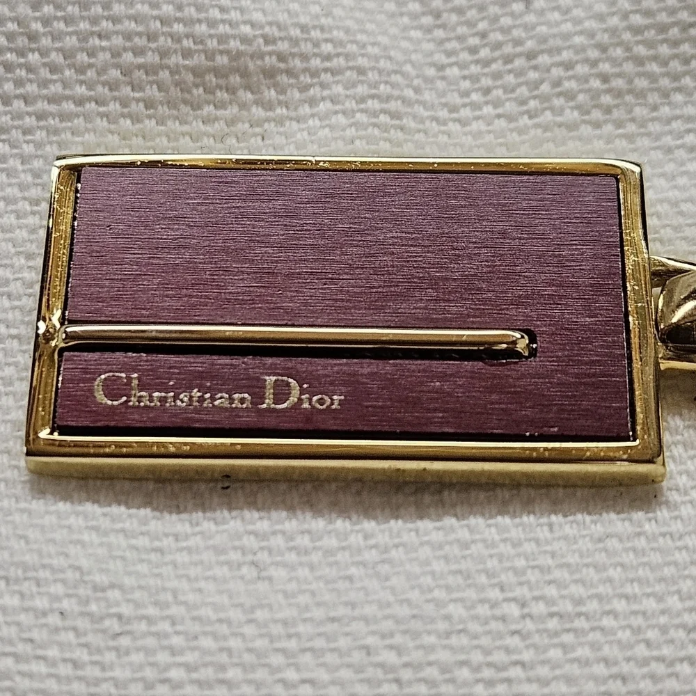 Dior Gold and Burgundy Plated Key Chain Holder
